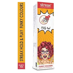 Streax Professional Hold and Play Funky Colours, Hair Color, 100g - Flirty Red