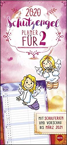 Schutzengel Planer für zwei. Wandkalender 2020. Monatskalendarium. Spiralbindung. Format 16 x 34,7 cm