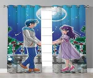 Thermal Insulated Blackout Grommet Window Curtains Anime