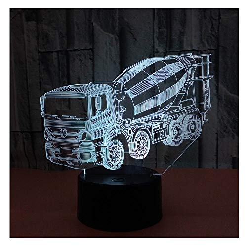 3D Optical Illusion LED Lamps Night Light,Amazing 7 Colors Quick Touch Switch Lamp with Smooth Acrylic Flat,USB Powered Deco Lamp,Birthday Christmas Holiday Gift For Kids and Friends,Mixer_truck_a
