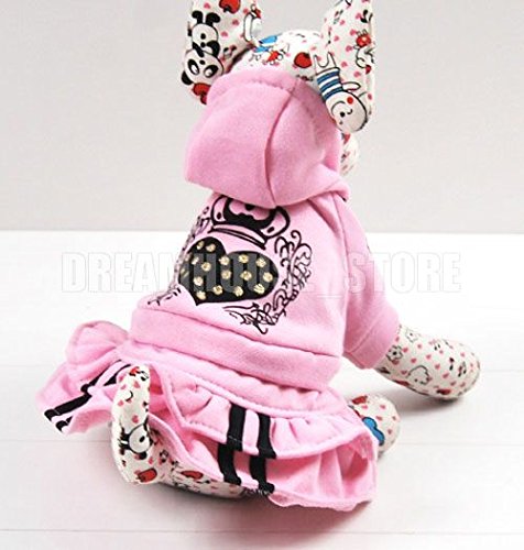 Preisvergleich Produktbild Pegasus Kapuzenpullover für kleine Hunde und Katzen, Herzmotiv, Rosa