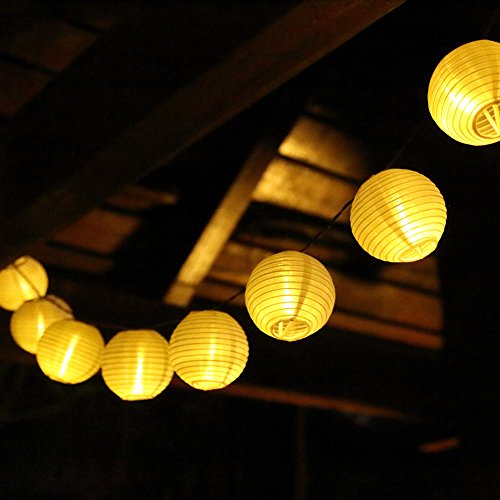 GDEALER Solar Outdoor Lichterkette 6 Meter 30 LEDs Lampions Laterne Solarbetrieben Lichterkette Wasserfest Weihnachten Dekoration für Garten, Terrasse, Hof, Haus, Weihnachtsbaum, Feiern – Warmweiß - 2