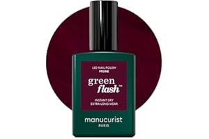 Manucurist Green Flash LED Prune - Gel Ongle Bordeaux - Vegan, 9-Free, Vernis UV Semi Permanent - Gel Polish Vernis Semi Permanent Rouge - Made in France - 15 ml