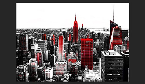 FOTOTAPETE 400×280 cm – VLIES TAPETE PREMIUM – PROFI QUALITÄT – Top moderne Wanddeko – Riesen Wandbild – Top Design Tapete – Neue exklusive Edition mit noch besser Druckauflösung – Deutsches Premium Vlies – New York Rot Grau 10110904-61 - 2