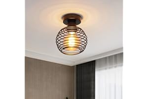 ZMH Lampada da soffitto vintage plafoniera camera letto - Nero lampadario industriale cucina ferro battuto arredamento portalampada E27 luci design casa salotto garage illuminazione per interni