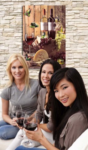 Magnettafel Wein Landhaus – Stilvolle Design Metall Magnetpinnwand 60×40 cm – Memoboard Pinnwand mit Motiv: Küche Essen & Trinken Landwein – inkl. 8 Magnete Weinfass und Weinflaschen für Magnetwand – Original GUMA Magneticum® - 4