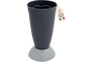 AKITAInk Portaombrelli Vulcano Moderno 27x27x50,5 cm | Porta Ombrelli in Plastica Resistente con Decoro a Onde | Design Elegante e Funzionale per Ingresso Casa o Ufficio (GRIGIO SCURO)