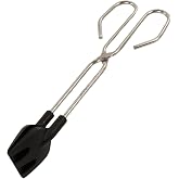 Fackelmann Kitchen Tongs with Nylon Shovels, Long Precision Tongs for Meat, Fish, Ham, Barbecue, Salad and Croquettes, Stainl