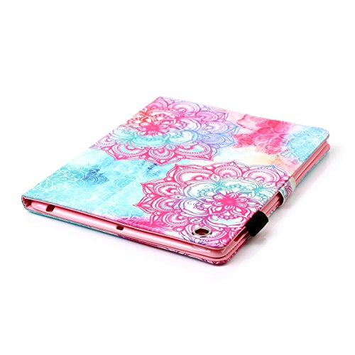 Felfy Tasche für iPad 2,iPad 4 Case,iPad 3 Handyhülle Luxe Flip PU Leder Tasche Slim Full Body Cute Cool Mode Cartoon Muster PU Case Magnetischen Flip Cover Etui Bumper Schutz Hülle Tasche für Apple iPad 2/3/4 (Rote Blume Tasche) + 1x Rosa Stylus + 1x Rosa Blume Dust Plug - 4