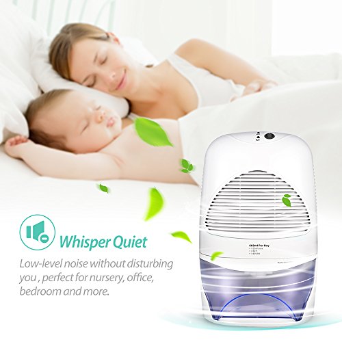 Mpow Luftentfeuchter mit 2000mL Wassertank Großvolumige Luftentfeuchter Air Dryer Luftreinigungsfunktion Feuchtigkeitsentzugfähigkeit (600ml pro Tag) für Zimmer, Schrank, Büro, Keller, Wandschrank, Badezimmer. - 3