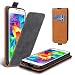 Produktbild Lelogo Galaxy S5 Hülle, Leder Tasche für Samsung Galaxy S5/ S5 Neo Handyhülle Flip Case Schutzhülle (Dunkel Grau)