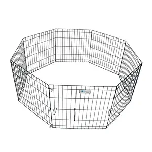 ValuPlanet Epoxy Folding Dog Exercise Pen, 24-inch, Black