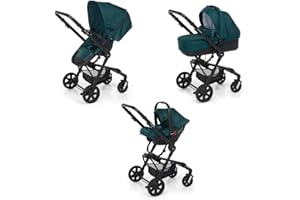 Foppapedretti Trio Up3 I-Size, Sistema Modulare Combinato per Bambini, Navicella Passeggino e Seggiolino auto I-Size, Comodo e Leggero, Maniglione e Poggiagambe Regolabili, conforme ECE R129, Foresta