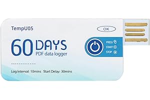 MUMISUTO TempU05 Registratore di Dati di Temperatura USB Monouso, Registratore di Dati ad Alta Precisione Registratore di Temperatura per il Monitoraggio di Alimenti, Farmaci, Prodotti Chimici