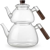 Deconox 1800 ml + 550 ml Akasya Cam &Ccedil;aydanlık Takımı - Ahşap Kulplu, Isıya Dayanıklı Borosilikat Şeffaf &Ccedil;aydanlık, Yaylı S&uuml;zg