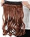 S-noilite® Stylish 17 Inches (43cm) Curly 3/4 Full Head One Piece 5 Clips Clip in Hair Extension Extensions 10 Colors (Light Auburn)