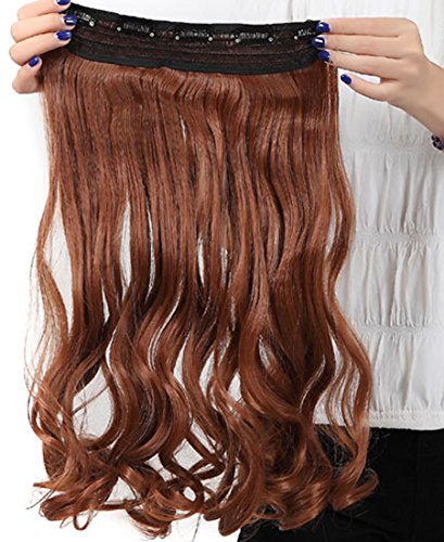 S-noilite® Stylish 17 Inches (43cm) Curly 3/4 Full Head One Piece 5 Clips Clip in Hair Extension Extensions 10 Colors (Light Auburn)