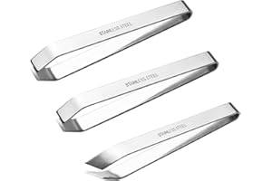 MAXIN 3 pinzette per ossa di pesce, in acciaio inox, 2 piatte e 1 oblique, strumento di rimozione per rimuovere le ossa di pesce, aghi e squame