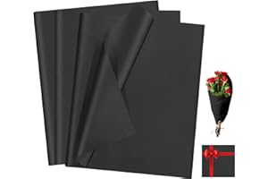 ASTARON 60 feuilles de Papier de Soie Noir pour Emballage 50 * 35cm Emballage Cadeau Papier Bouquet Emballage Papier Artisanat pour Fête d'Anniversaire Vacances Mariage Artisanat Décor