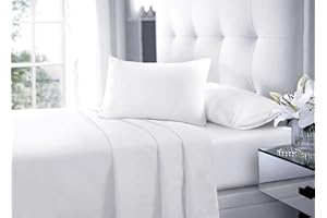LIZZIE JACOBS New Flat Sheets Easy Care Soft Cotton Rich Wrinkle Shrinkage and Fade Resistant Fabric Polycotton Flat Bed Sheets (White, Double)