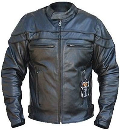 STURGIS MOTORCYCLE TOURING CE 1621-1 HARD ARMOURED TOP GRAIN DISTRESSED SOFT &amp; THICK CHROME LEATHER JACKET 52" 6XL