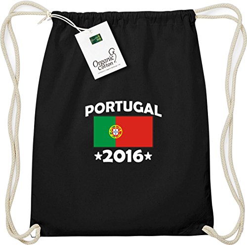 ShirtInStyle Gym Sack hochwertiger Turnbeutel Portugal 2016 Ländertasche, Farbe Schwarz
