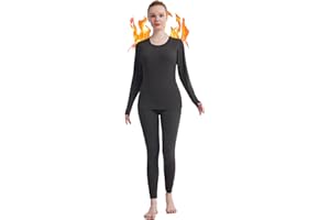 FOMOLOM Thermo-Unterwäsche-Set für Damen, einfarbig, ultraweich, lange Thermo-Unterhose, Basisschicht für Damen