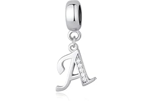 Symretie Colgante de plata 925 para mujeres con letras de la A a la Z, compatible con pulseras y collares de estilo Pandora y europeo. Adecuado para mujeres y niñas.T222