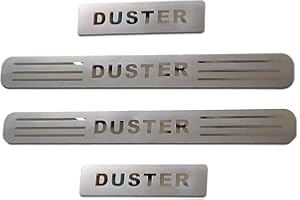 DADYM 4Stück Auto Edelstahl Einstiegsleisten Schutz für Dacia Duster 2010-2023 2024 2025,Türschweller Kratzschutz Abdeckung Protector Pedal Aufkleber Auto Außentürschwellenschutz,B