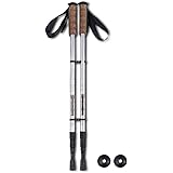 GOPLUS Wanderstöcke Trekkingstöcke Walking Stöcke mit Dämpfungssystem und natürlichen Korkgriffen, leicht und verstellbar, fü