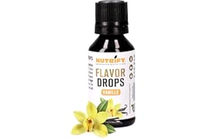NUTRIFY Flavor Drops wanilia 30 ml, krople aromatyczne bez kalorii, więcej smaku waniliowego w żywności i napojach, bez cukru, bez tłuszczu, wegańskie, bez sztucznych barwników