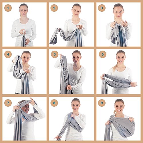 BabyBino 2 in 1 Baby Ring Sling & Tragetuch , Tragehilfe für Baby Babytragetuch für Früh & Neugeborene in Premiumqualität inklusive Trageanleitung & Geschenkverpackung + Gratis Geschenk - 6