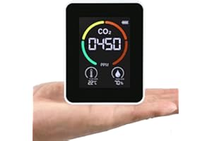 FRUNIMALL Rilevatore CO2, monitor di anidride carbonica, caricatore USB, sensore di qualità dell'aria con umidità di temperatura, per casa, ufficio, palestra, auto (bianco)