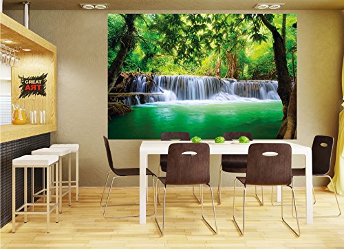 Paradies Fototapete – Wasserfall im Wald – Dschungel Fluss Kanchanaburi Thailand Si Sawa Wandbild- XXL Wanddeko 210 x 140 cm - 8