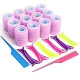 50 Pièces Rouleaux à Cheveux Bigoudis, Auto-Agrippants bigoudis et plastique des épingles à cheveux en bec de canard, peigne à queue, pour la coiffure bigoudis outils pour dames (44 mm, 36 mm, 25 mm)