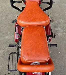 Al Ameen / RE Classic Seat Cover for 350/500 with RE Logo / Royal Tan Brown / Bullet Seat Cover / Double Milky White Stitches / Waterproof / UV Protected