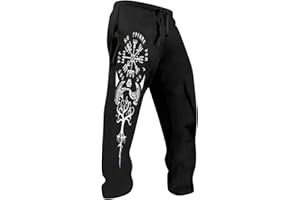 Generisch Herren Jogginghose mit Wikinger-Motiven - Sporthose mit Vegvisir, Wölfen und Yggdrasil-Wurzeln | Lässige Freizeithose für Fans nordischer Mythologie
