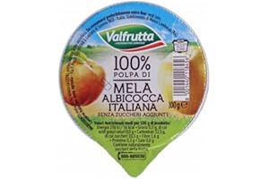 MENDOSA Valfrutta Polpa di Mela e Albicocca Italiana, 100% Frutta, Senza Zuccheri Aggiunti, 100g