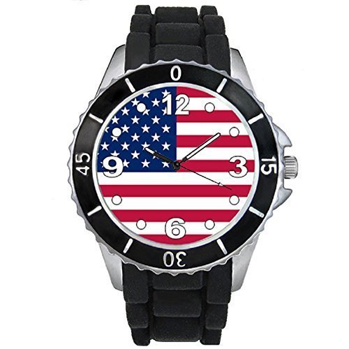 USA Lnder Flaggen Uhr Unisex Erwachsene mit Silikonarmband USA Lnder Flaggen Uhr Unisex Erwachsene mit Silikonarmband