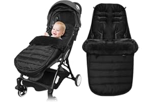 Saco Carro Bebe Invierno, SKJJL Saco Invierno Silla Paseo Universal Con 5 Ranuras, Saco Silla Paseo Universal Invierno, Saco Universal Silla Paseo para Sillas de Paseo, Coche o Buggy (Negro)