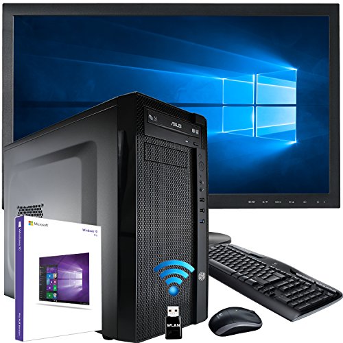 SNOGARD Office-PC Komplett Set / Bundle / AllinONE | Desktop PC inkl. Windows 10 Professional, 24" HD Monitor, Wireless Maus und Tastatur, WLAN Adapter | Quad-Core Officeline/Multimedia Computer - INTEL Quad Core i5-7500 4x3.40 GHz, 8GB RAM, 240GB SSD, Intel HD Graphics, HDMI, VGA, DVD±RW, USB 3.0