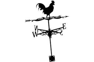 JISADER Gallo da Tetto, banderuola, banderuola, Testa in Giù, Gallo, Girandole a Vento Nere, indicatore, Decorazione in Stile Vintage, Metallo, per Giardino,