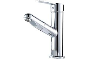 Homelody Bateria łazienkowa z wyciąganą wylewką do mycia włosów, jednouchwytowa bateria umywalkowa, armatura łazienkowa, ciepła i zimna bateria mieszakowa, chromowana armatura umywalkowa do łazienki