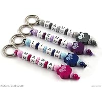 Schlüsselanhänger mit Gravur bzw Namen Kinder - Erwachsene - Taschenbaumler - Eule - Schlüsselring - GRATIS Versand - verschiedene Farben