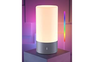 ROOTRO Lampada da Tavolo LED con Touch Dimmerabile, Lampada da Notte per Bambini, 3 Livelli di Luminosità, Illuminazione 360°, Lampada Dimmerabile per Camera da Letto, Ufficio e Soggiorno