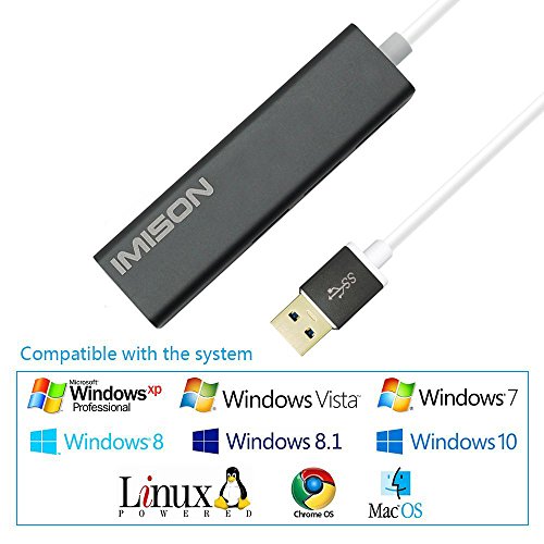 USB 3.0 Hub Netzwerk-Hubs IMISON USB Port Lan Ethernet External Network Adapter Converter Aluminium Unibody for MacBook Pro Air iMAC, Mac Mini, Chromebook Pixel, Surface Pro (grau) - 6