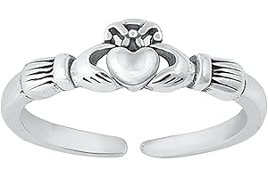 DESIGNER INSPIRATIONS BOUTIQUE Celtic Irish Claddagh Hands & Heart Sterling Silver Toe Ring/Foot Ring for Women Teenager Girls - Adjustable - 925 Sterling Silver - Pretty Toe Ring