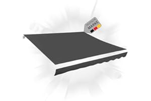 DELUKE® Markisenbespannung Markisenstoff Wasserabweisend Reißfest | Anthrazit, für 400x300cm Rahmen | Markise mit Volant Markisen Ersatzstoff Markisentuch Sonnenschutz Markisenzubehör