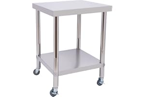 CUTYCATY Work Table, 60 x 60 x 80 cm, Stainless Steel Catering Work Table, Preparation Table, Kitchen Table, 400 kg for Load Capacity, Food, Commercial Workstation for Kitchen, Garage (with Wheels)