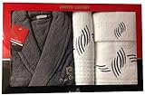 Contiene 1 albornoz (grande/Extra grande), 1 toalla para invitados (30 x 50 cm), 1 toalla de baño (50 cm x 100 cm), 1 toalla de baño (100 cm x 150 cm) - Todas las tallas son aproximadas sólo